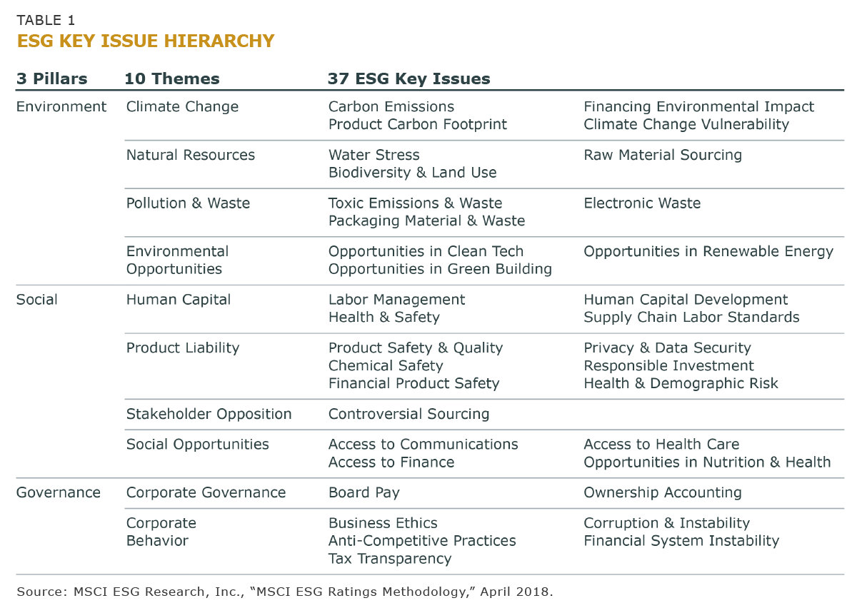 ESG Key Issue Hierarchy
